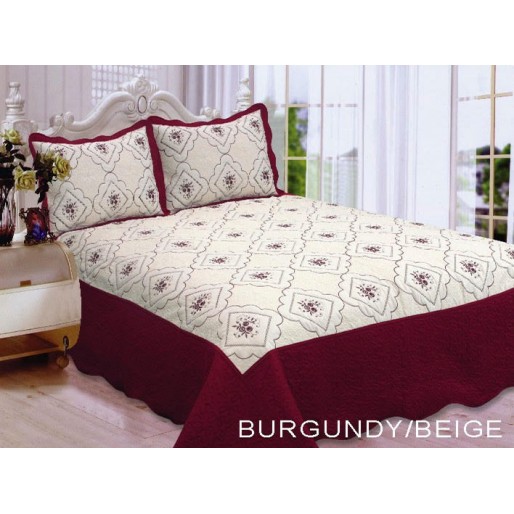 Polysilk Quilt Burgundy - Beige