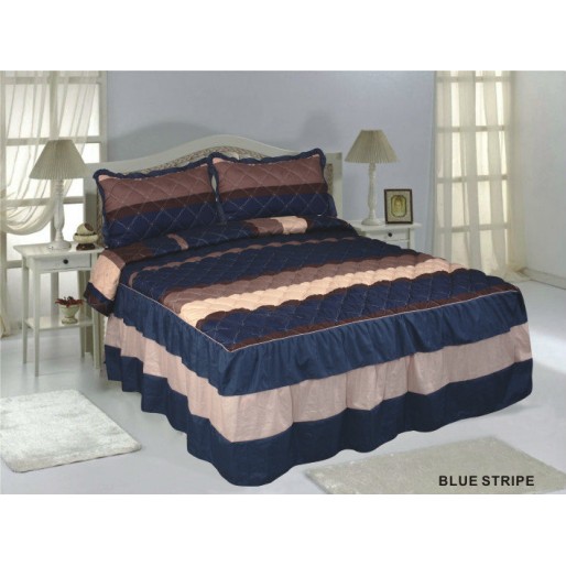 Ruffle Bedspread Blue Stripe