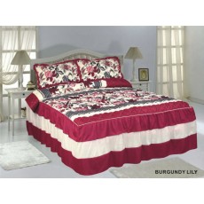 Ruffle Bedspread Burgundy Lily