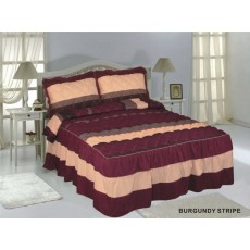 Ruffle Bedspread Burgundy Stripe