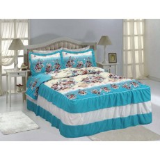Ruffle Bedspread Fancy - Blue